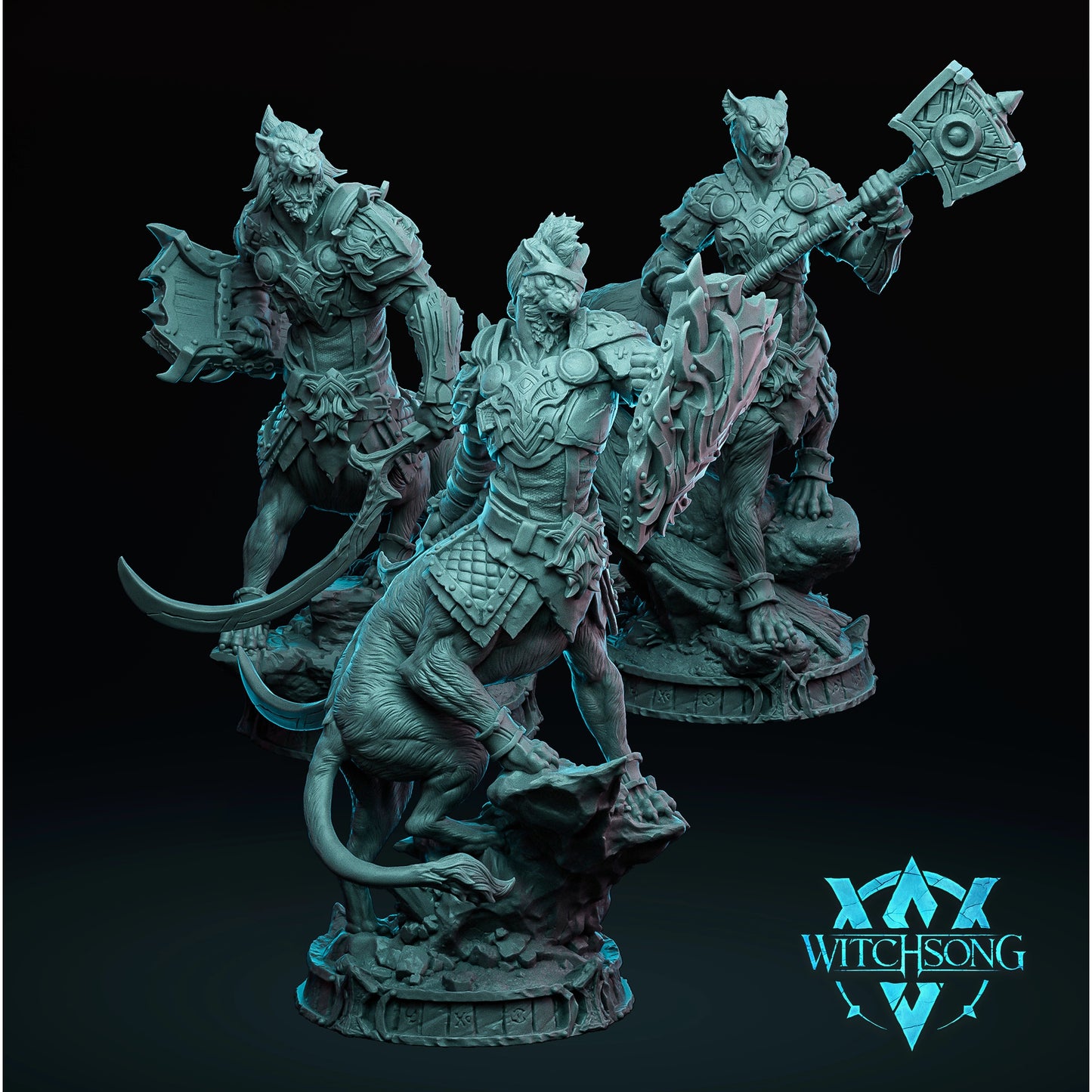 Witchsong Miniatures - Lord of the Lionhorde - Lieutenants - 3 Poses - Helios3DPrinting