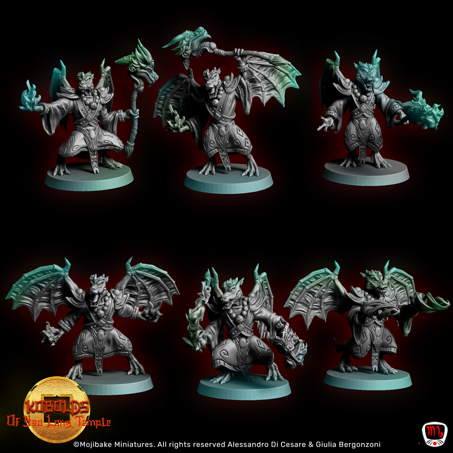 Mojibake - Kobolds Of Yao Long Temple - Mage - 6 Poses - DnD/TTRPG Figure/Miniature - Helios3DPrinting