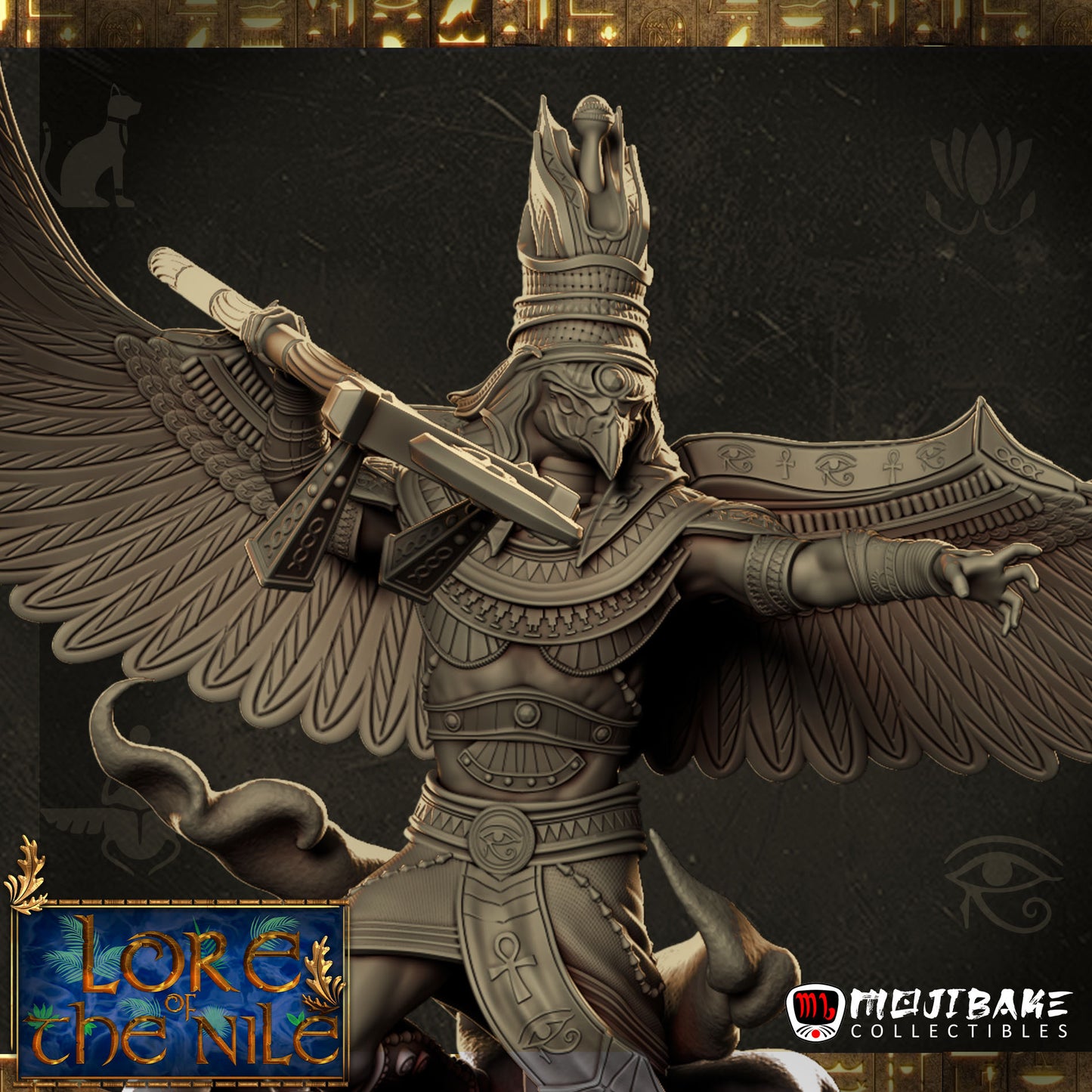 Mojibake - Lore of the Nile - Horus, God of the Sky - 120mm Pin Up/Figure/Model/Diorama - Helios3DPrinting