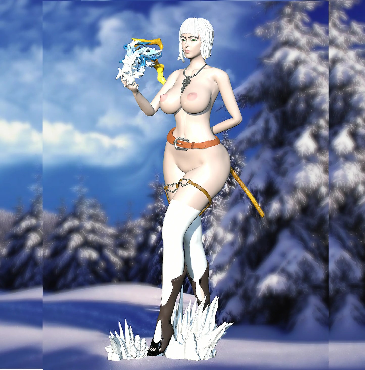 3darts - Eira, The Frost Mage - 75/120mm Pin Up/Figure/Model/Diorama - Helios3DPrinting