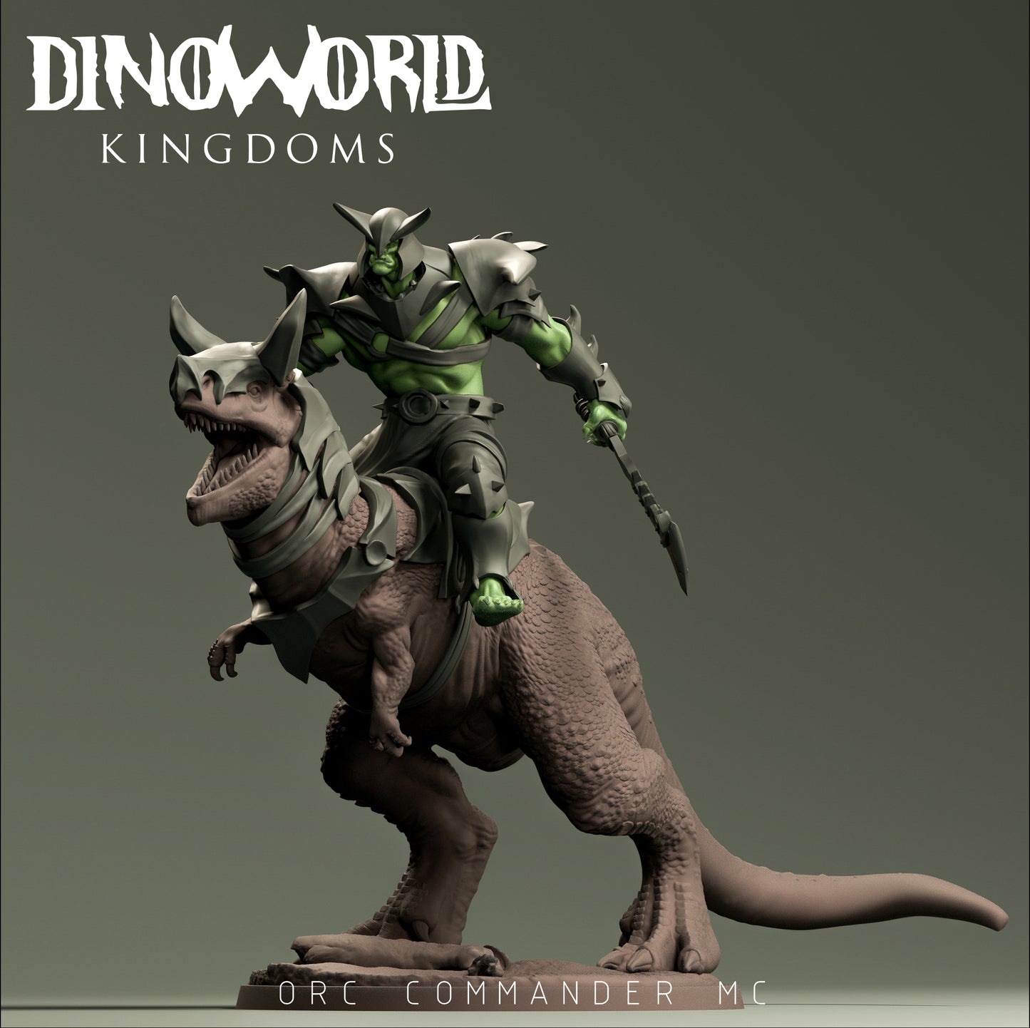 Dinoworld - Kingdoms #2 - Carnotaurus w/Orc Mount #1 - DnD/Pathfinder/TTRPG Figure