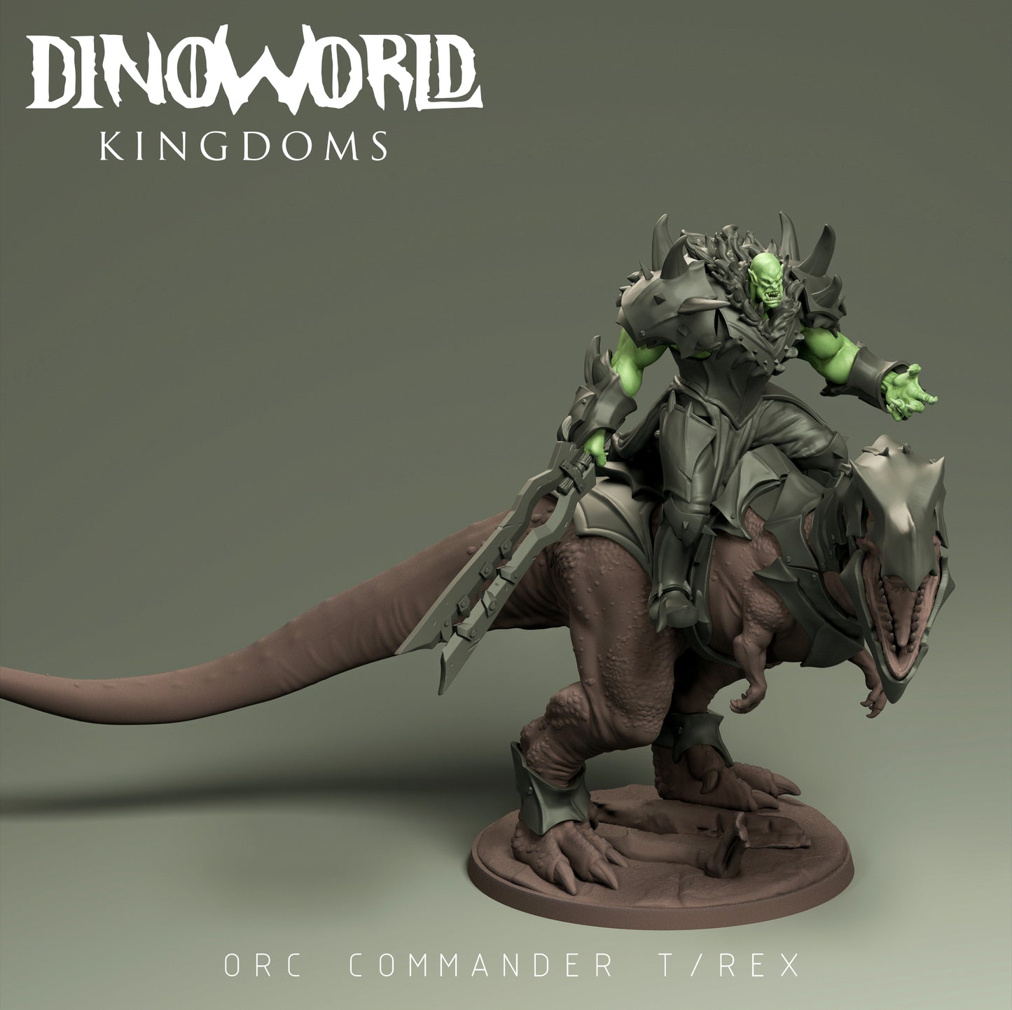 Dinoworld - Kingdoms #2 - Orc Commander Mounted - DnD/Pathfinder/TTRPG Figure