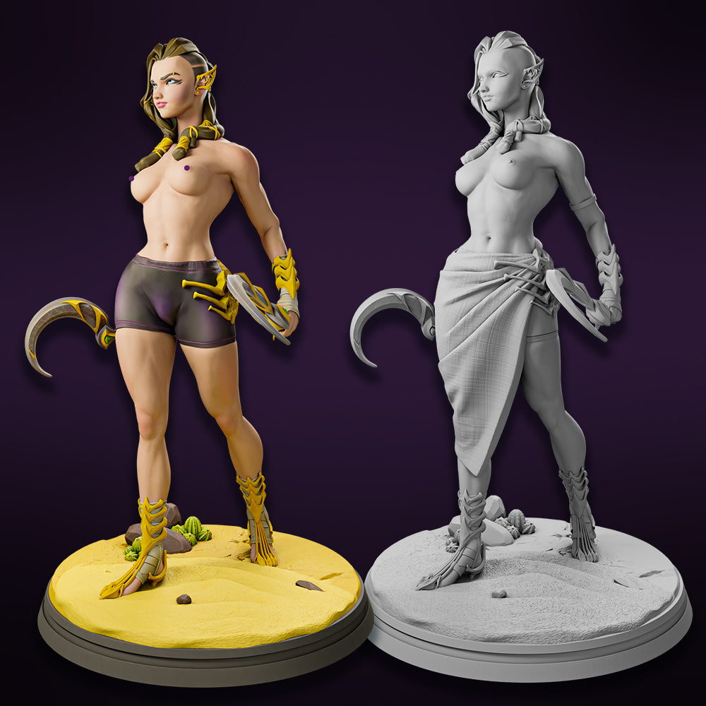 Miniatures Cave - Serphina, The Half-Elf Assassin - 2 Poses - 75/100mm Pin Up/Figure/Model/Diorama