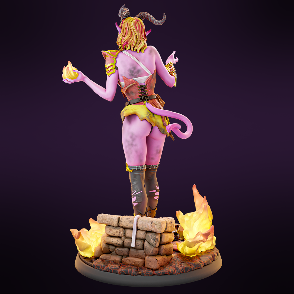 Miniatures Cave - Jwala the Pyschotic Tiefling - 4 Poses - 75/100mm Pin Up/Figure/Model/Diorama