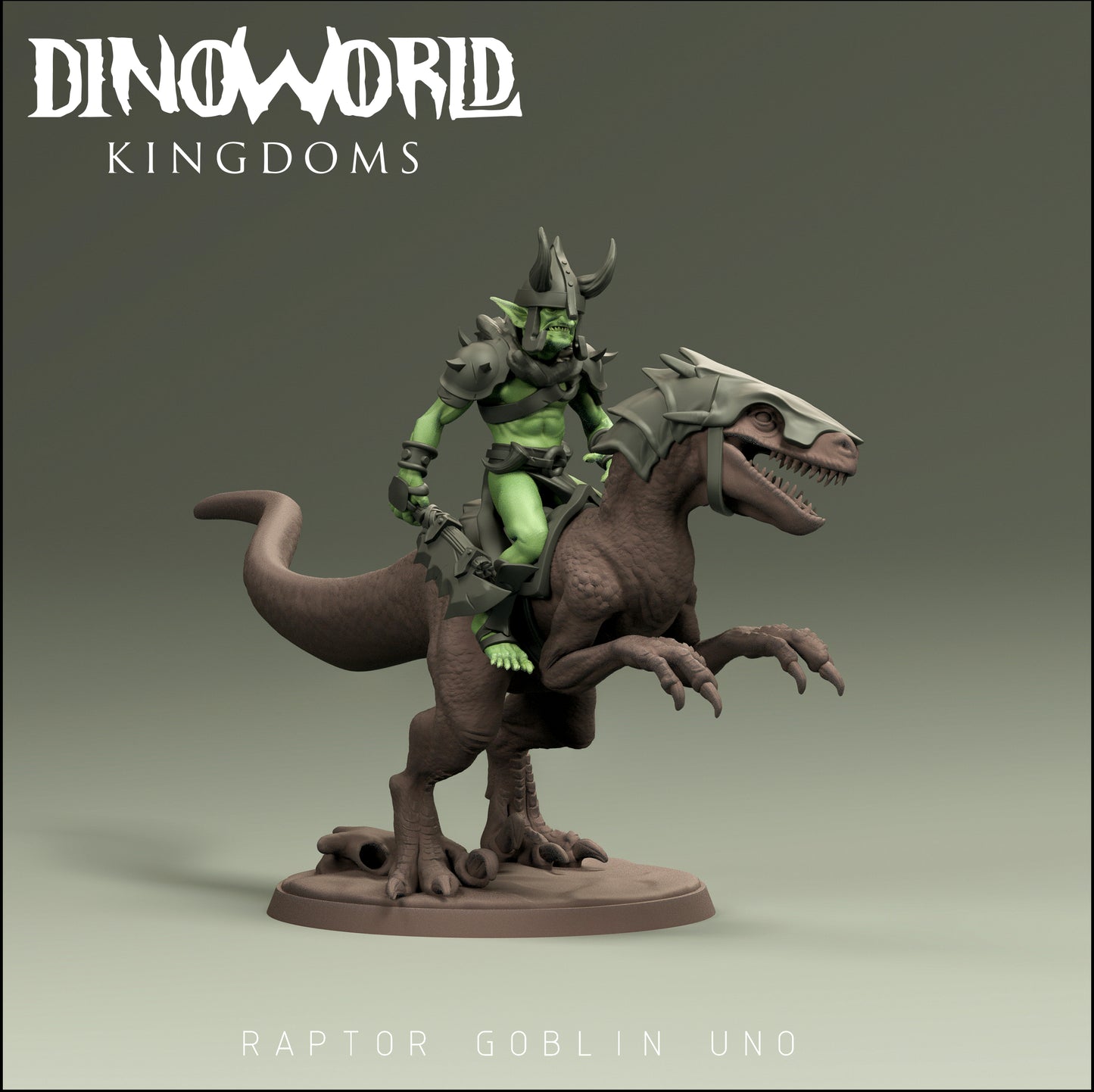 Dinoworld - Kingdoms #2 - Raptor w/Goblin Mount #1 - DnD/Pathfinder/TTRPG Figure