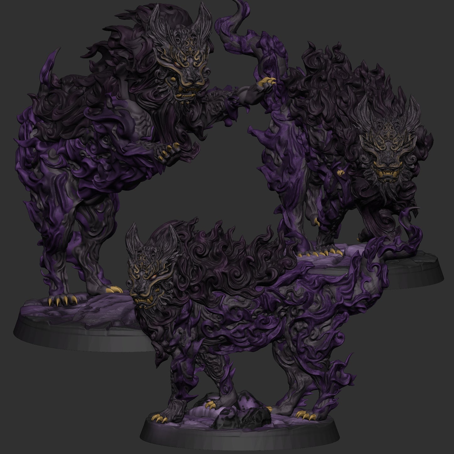 Mojibake - Battle for Xiuyu - Shadow Elemental Beasts - DnD/TTRPG Figure/Miniature - Helios3DPrinting