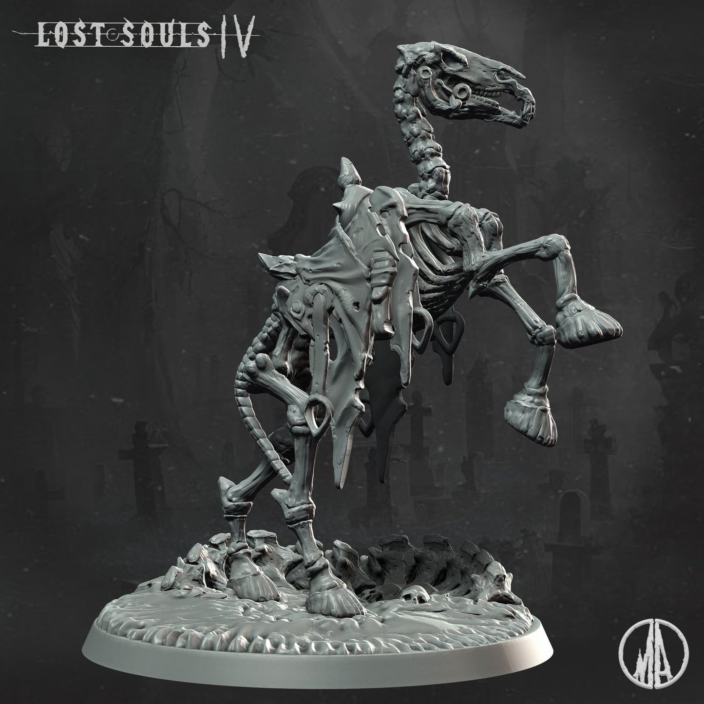 Monolith Arts - Lost Souls IV - Skeleton Horse #1 - DnD/TTRPG Figure/Miniature