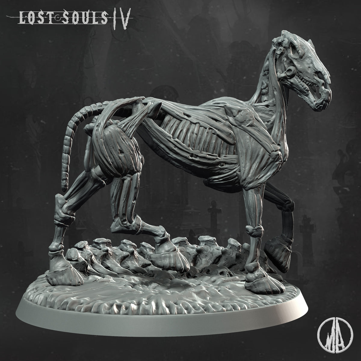 Monolith Arts - Lost Souls IV - Skeleton Horse #2 - DnD/TTRPG Figure/Miniature