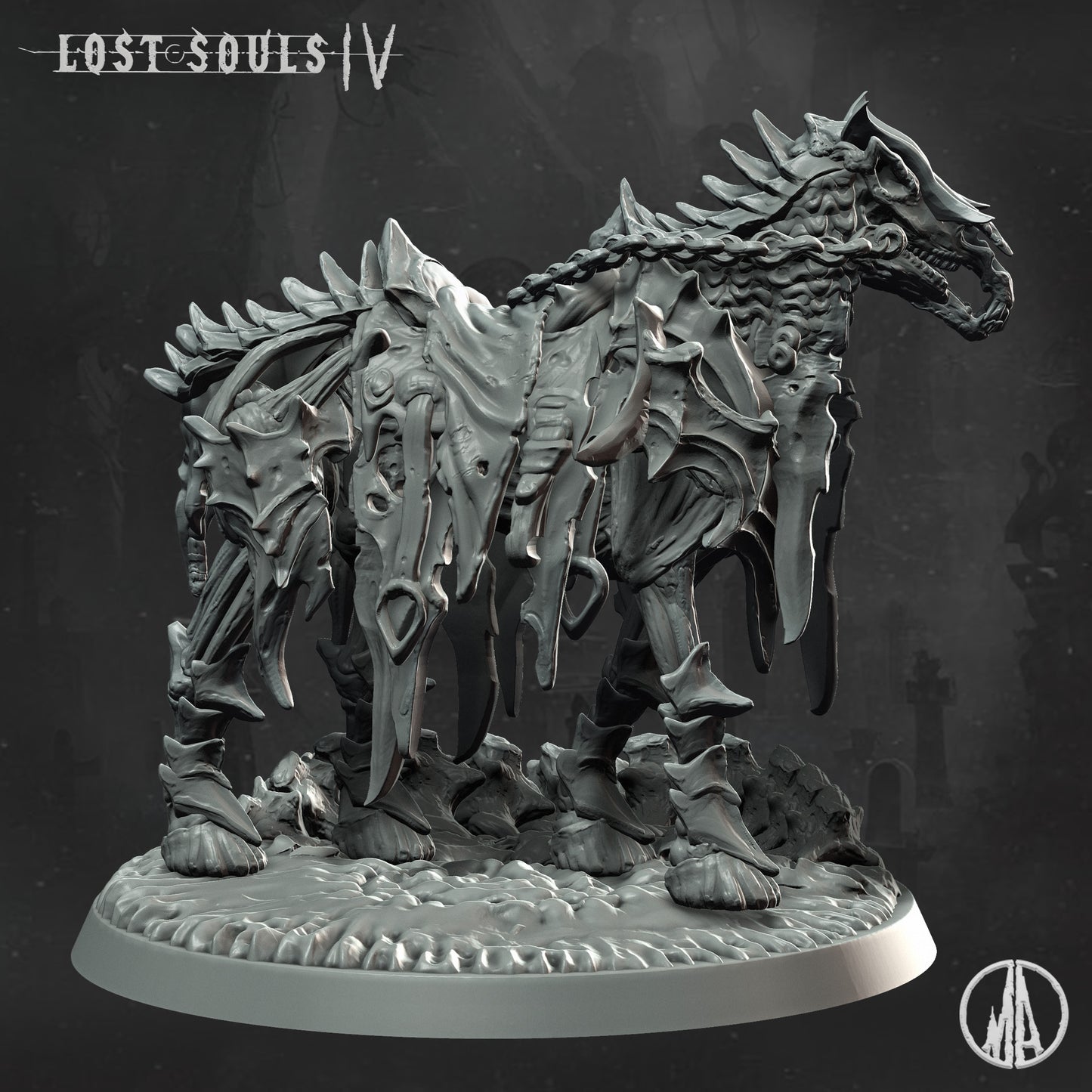 Monolith Arts - Lost Souls IV - Skeleton Horse #3 - DnD/TTRPG Figure/Miniature