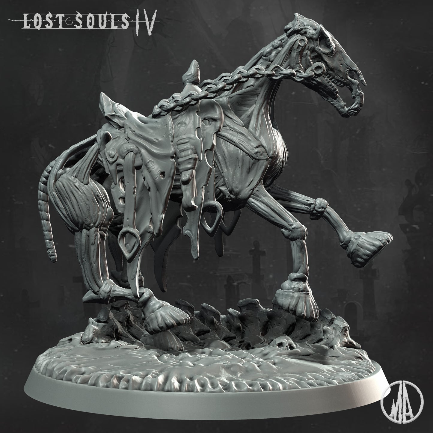 Monolith Arts - Lost Souls IV - Skeleton Horse #4 - DnD/TTRPG Figure/Miniature