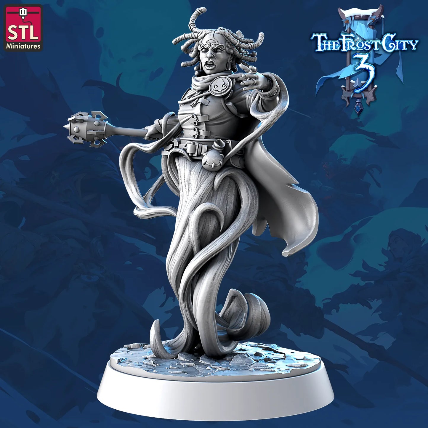 STL Miniatures - Frost City - Human Mage #5 - DnD/TTRPG Figure/Miniature