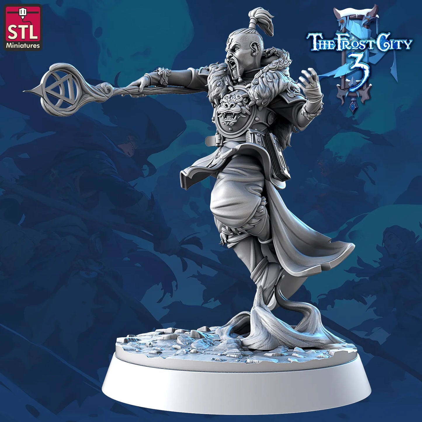 STL Miniatures - Frost City - Human Mage #5- DnD/TTRPG Figure/Miniature