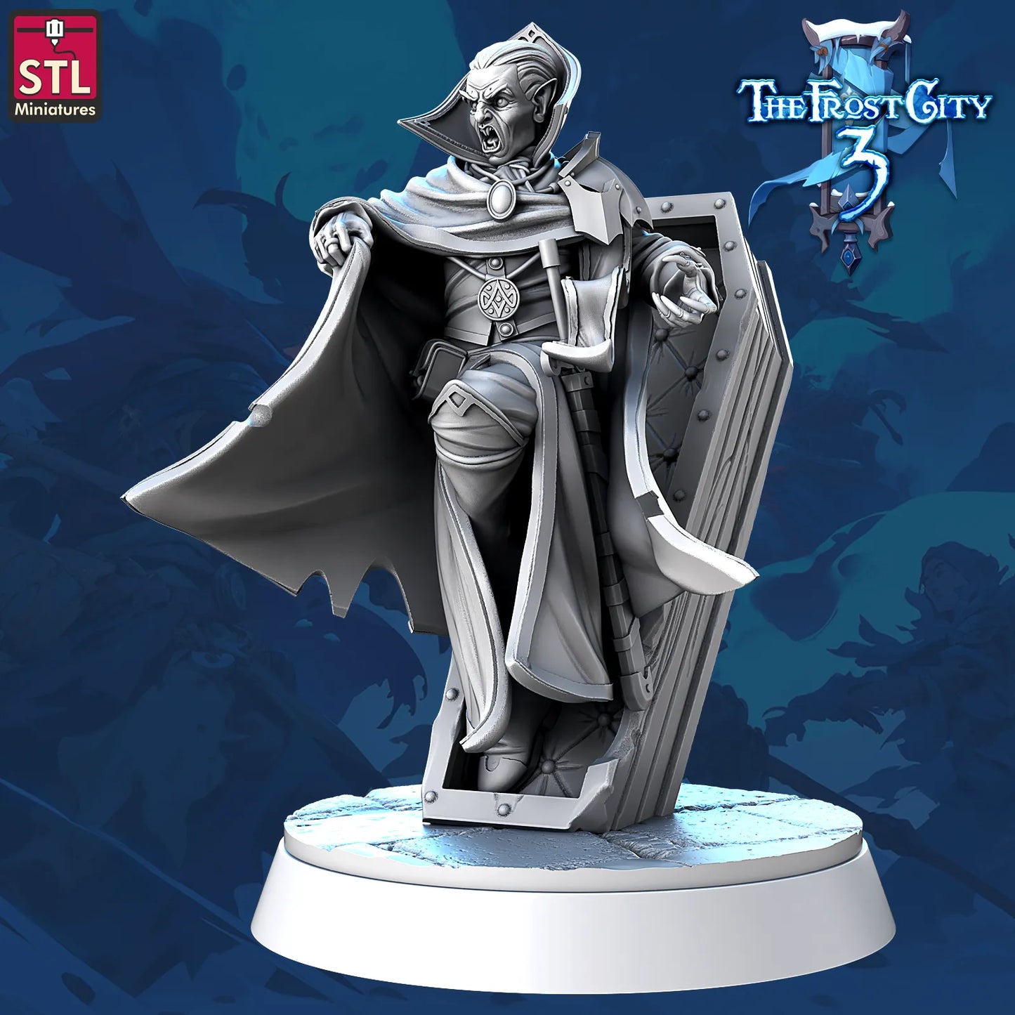 STL Miniatures - Frost City - Vampire #1 - DnD/TTRPG Figure/Miniature