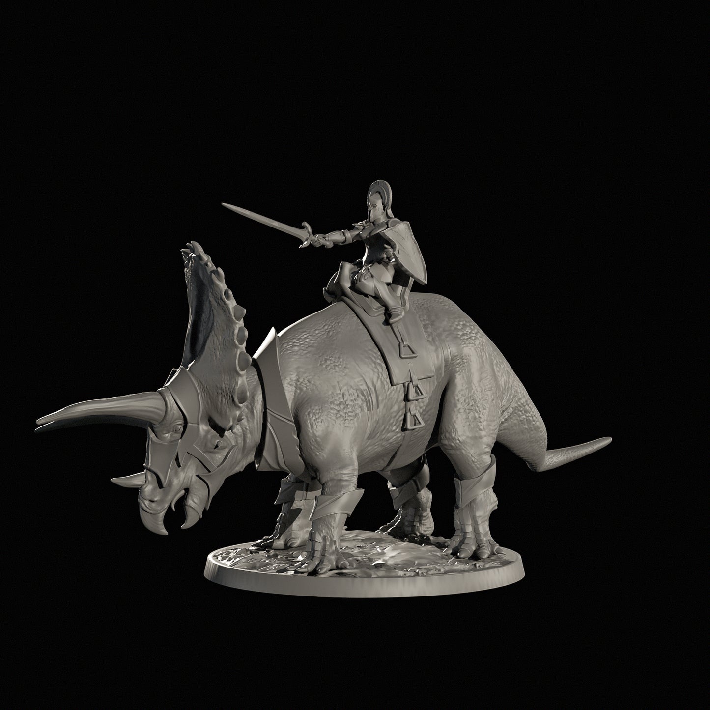 Dinoworld - Kingdoms #4 - Torosaurus w/Rider - DnD/Pathfinder/TTRPG Figure