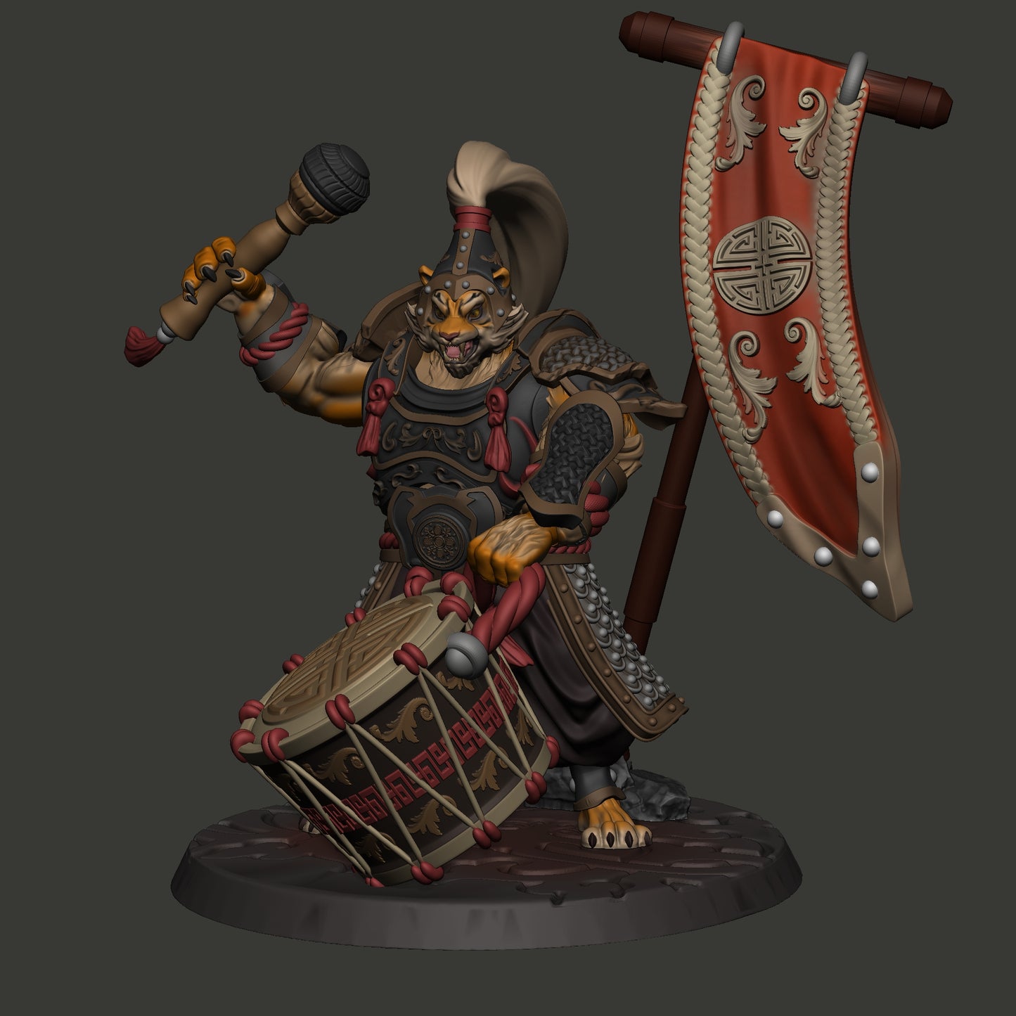 Mojibake - Battle for Xiuyu - Tabaxi Wardrummer - DnD/TTRPG Figure/Miniature - Helios3DPrinting
