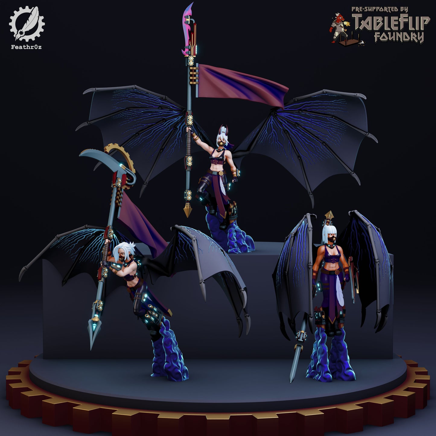 Feathr0z - Vanguard - Flying Polearm Elite - DnD/TTRPG Figure/Miniature