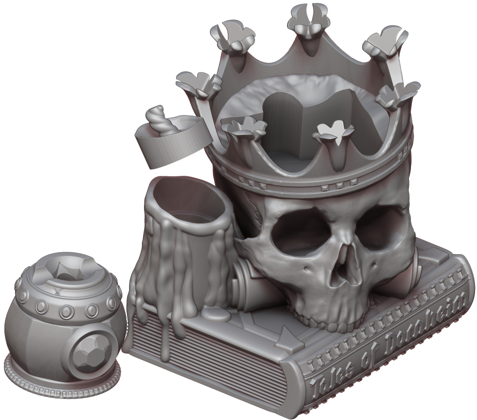 Ars Moriendi - Dice Storage - Crowned Skull - DnD/TTRPG/Roleplaying/Wargames - Helios3DPrinting