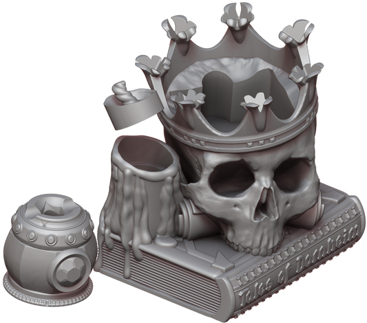 Ars Moriendi - Dice Storage - Crowned Skull - DnD/TTRPG/Roleplaying/Wargames - Helios3DPrinting