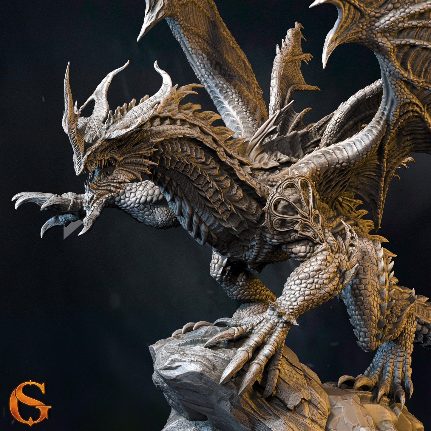 Solgoodcreations - Ancient Horned Dragon - DnD/TTRPG Figure/Miniature