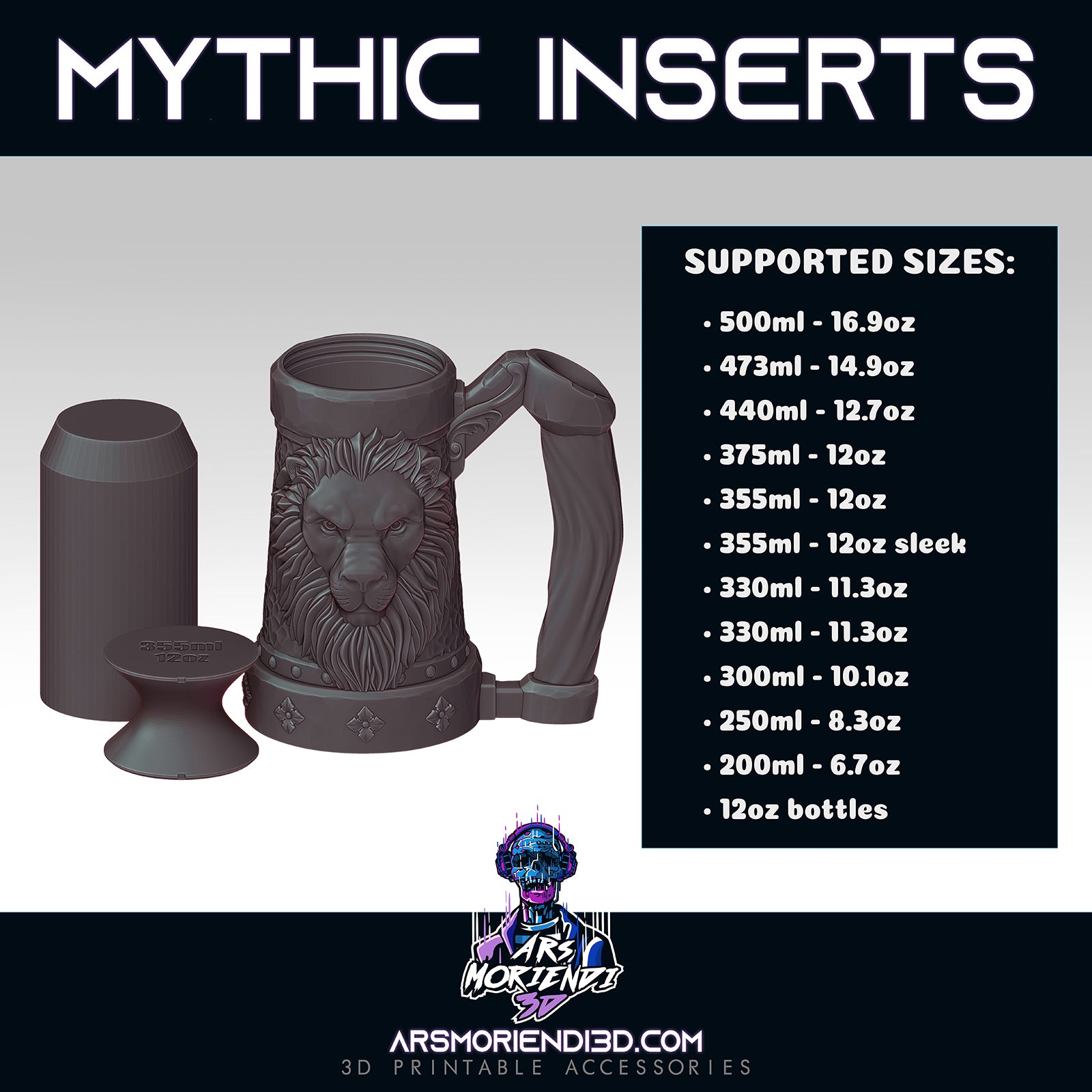 Ars Moriendi - Mythic Mugs - Can Riser - Helios3DPrinting