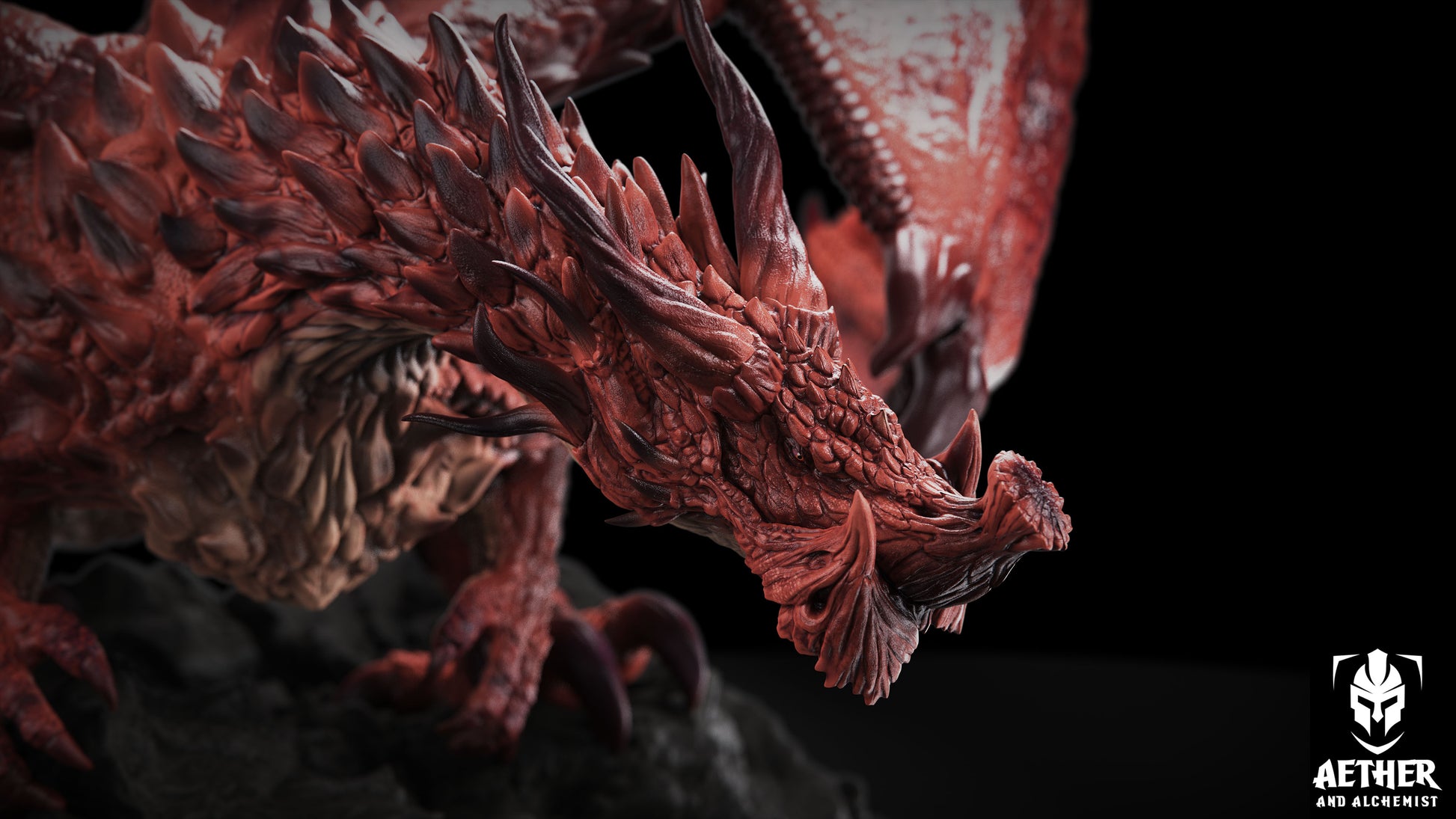 Aether & Alchemist - Ancient Magma Dragon - DnD/TTRPG Figure/Miniature - Helios3DPrinting