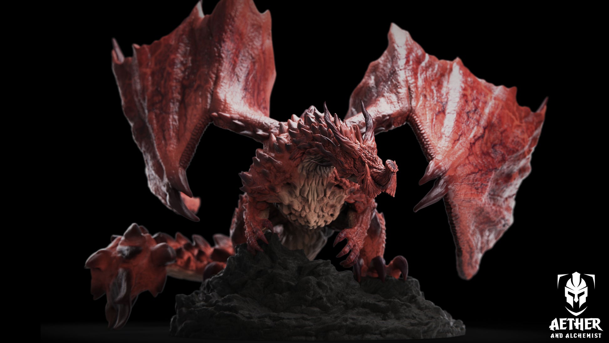 Aether & Alchemist - Ancient Magma Dragon - DnD/TTRPG Figure/Miniature - Helios3DPrinting