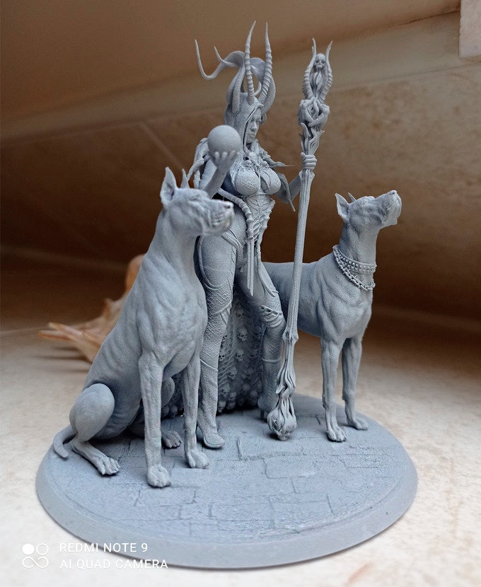 Printomancer - Astarte with Dogs - 32/75mm Pin Up/Figure/Model/Diorama
