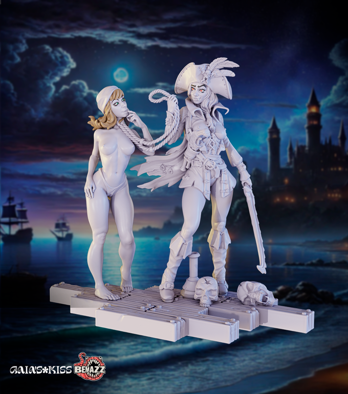 Gaia Miniatures - Zaira & Undead Servant - 75mm Pin Up/Figure/Model/Diorama