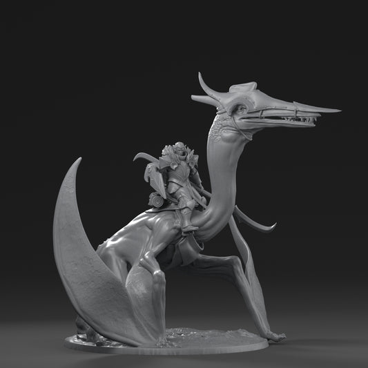 Dinoworld - Kingdoms #3 - Quetzalpterodactyl w/Rider -DnD/Pathfinder/TTRPG Figure