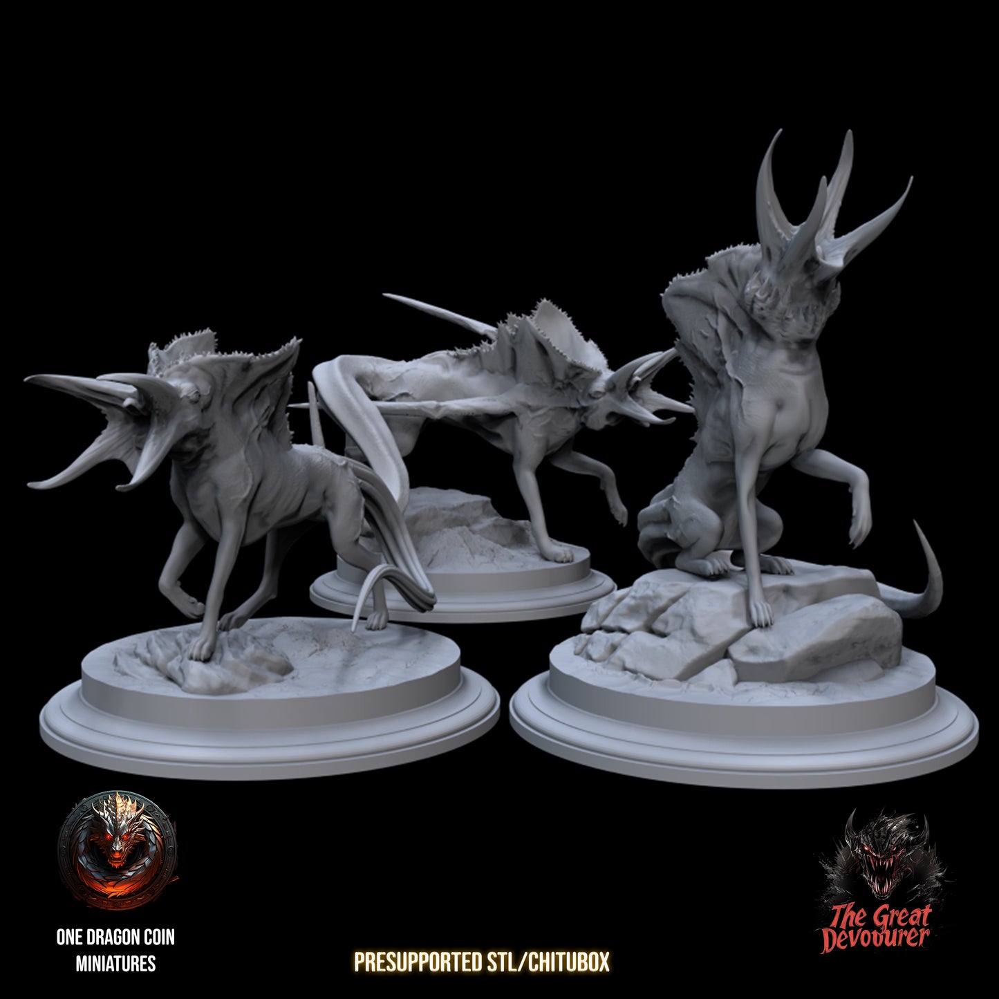 One Dragon Coin - Devouring Demon Hounds - DnD/TTRPG Figure/Miniature