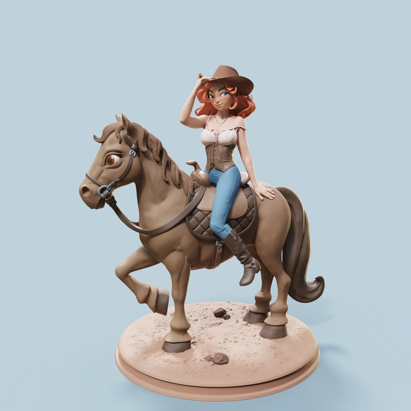 Female Miniatures - Nerissa Horseback - 32/75mm Pin Up/Figure/Figurine/Diorama - Helios3DPrinting