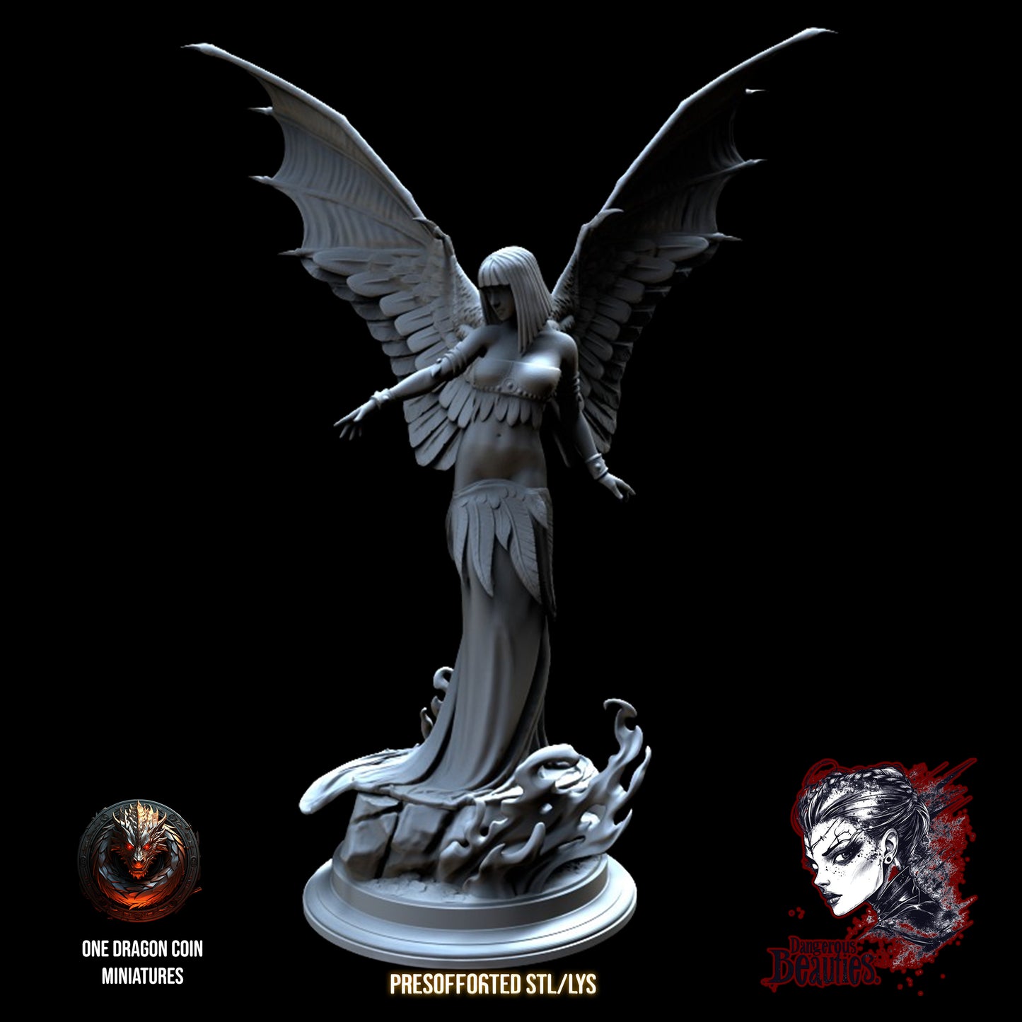 One Dragon Coin - Meridia, Half-Angel - DnD/TTRPG Figure/Miniature