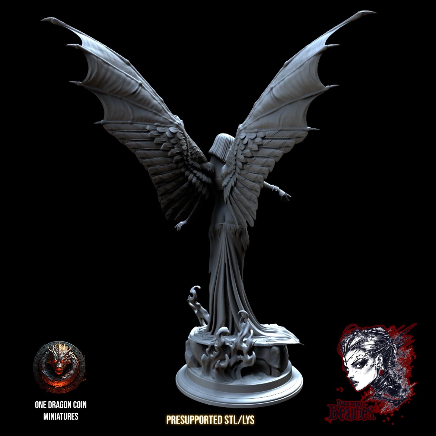 One Dragon Coin - Meridia, Half-Angel - DnD/TTRPG Figure/Miniature