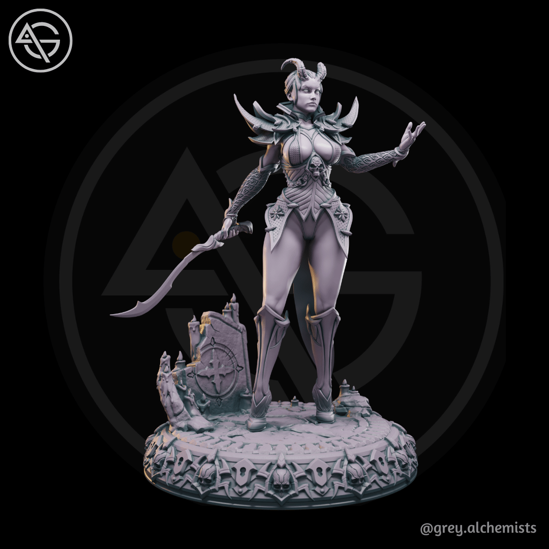 Grey Alchemists - Tiefling Warrior - 32mm/75mm DnD/Pathfinder/TTRPG Figure