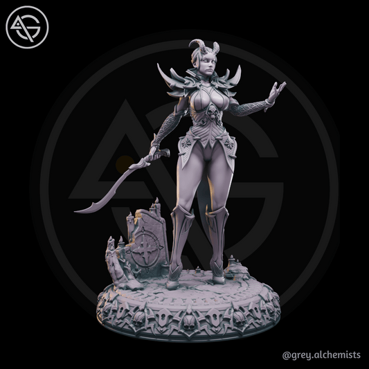 Grey Alchemists - Tiefling Warrior - 32mm/75mm DnD/Pathfinder/TTRPG Figure