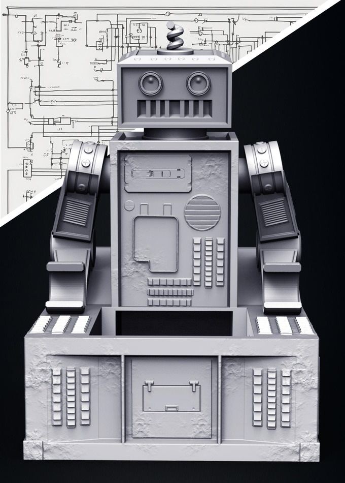 Slope3D - Robot (RustyBModel9) Dice Tower - DnD/TTRPG/Roleplaying/Wargames