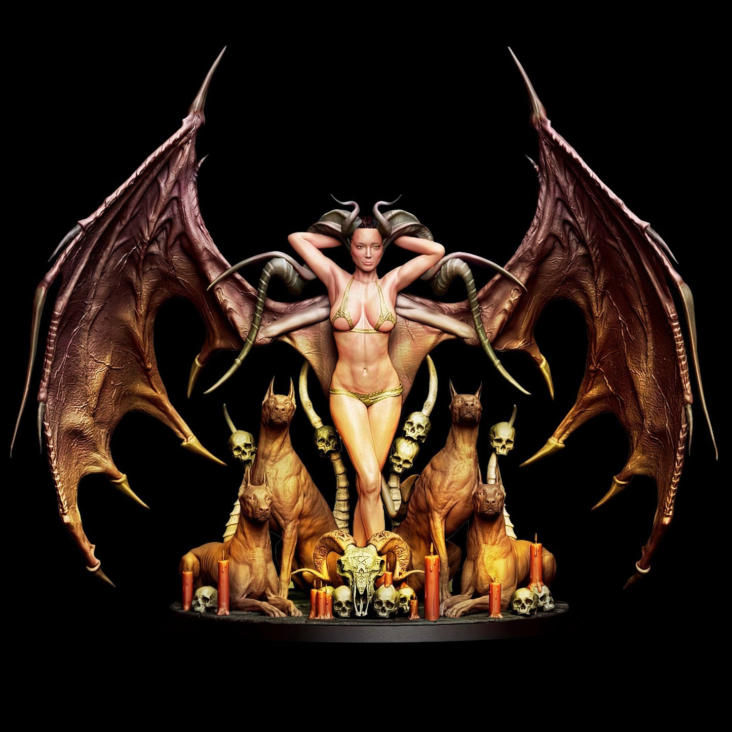 Printomancer - Lilith with Dogs - 32/75mm Pin Up/Figure/Model/Diorama