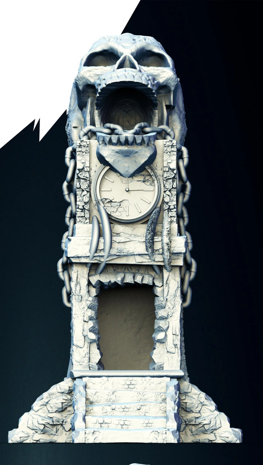 Slope3D - Skull Clock (Chained) Dice Tower - DnD/TTRPG/Roleplaying/Wargames