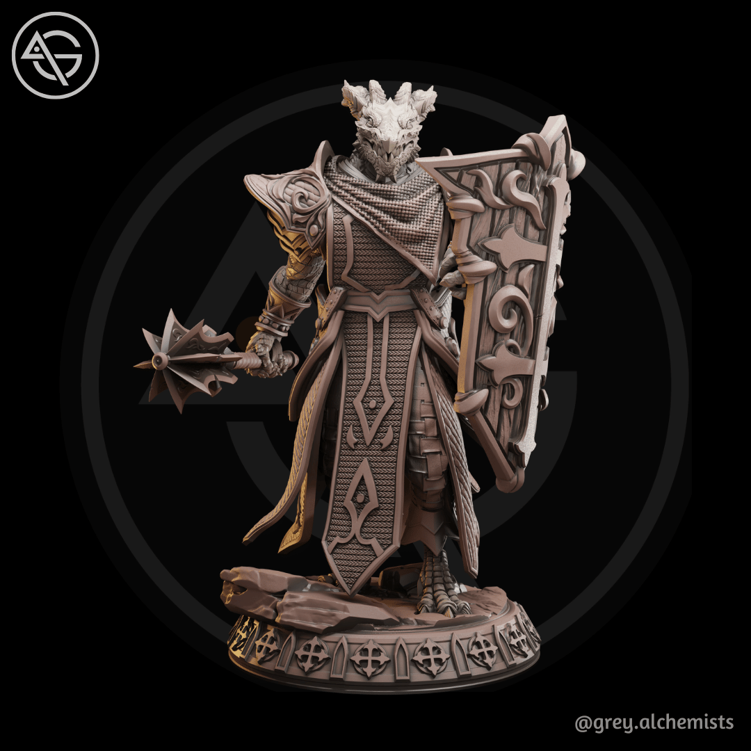 Grey Alchemists -  Dragonborn Paladin - 32mm/75mm DnD/Pathfinder/TTRPG Figure