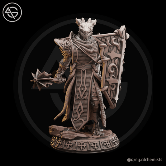 Grey Alchemists -  Dragonborn Paladin - 32mm/75mm DnD/Pathfinder/TTRPG Figure