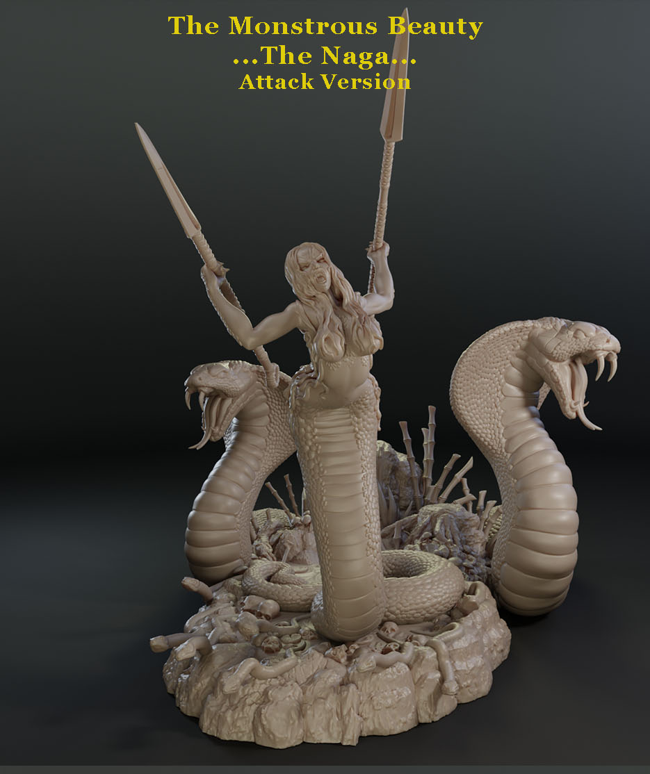 Alain Viesca - Naga (Attack) - 32/75/120mm Pin Up/Figure/Model/Diorama - Helios3DPrinting