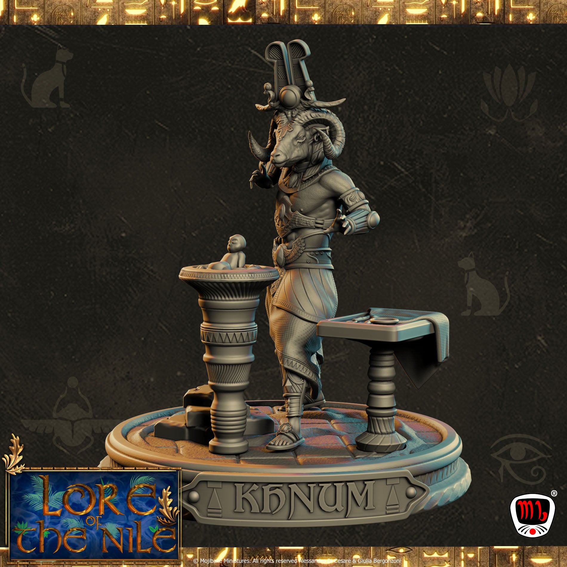 Mojibake - Lore of the Nile - Khnum, Creator of Life - 120mm Pin Up/Figure/Model/Diorama - Helios3DPrinting