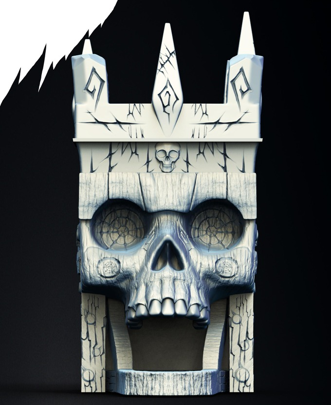 Slope3D - Ancient Skull (Square) Dice Tower - DnD/TTRPG/Roleplaying/Wargames