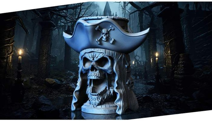 Slope3D - Pirate Skull (Old) Dice Tower - DnD/TTRPG/Roleplaying/Wargames