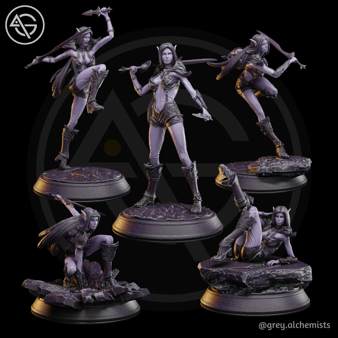 Grey Alchemists - Drow Demon Hunter - 32mm/75mm DnD/Pathfinder/TTRPG Figure