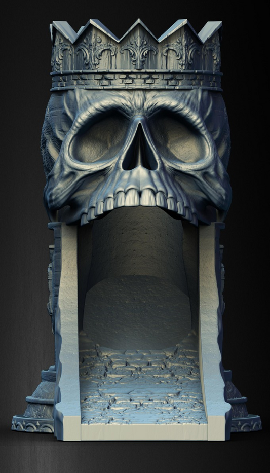 Slope3D - Royal Skull (Crowned) Dice Tower - DnD/TTRPG/Roleplaying/Wargames