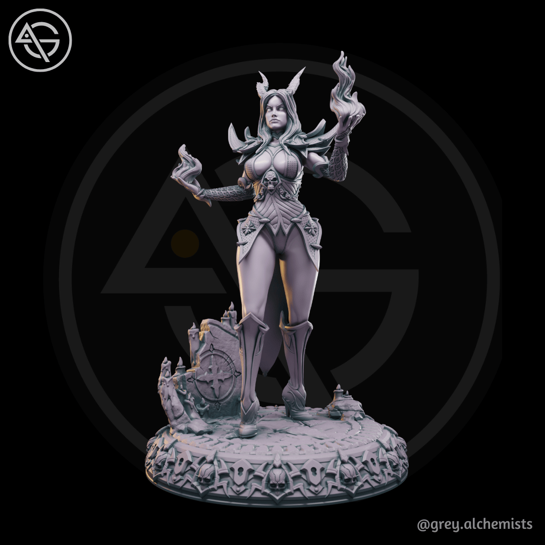 Grey Alchemists - Tiefling Sorcerer - 32mm/75mm DnD/Pathfinder/TTRPG Figure