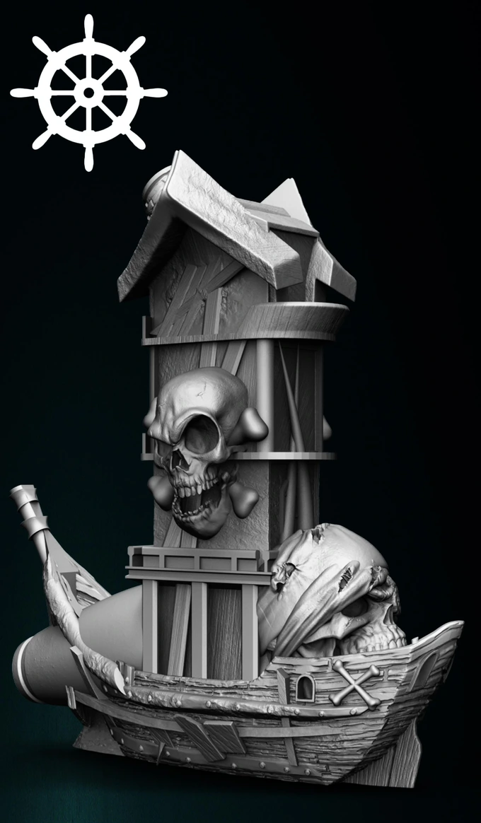 Slope3D - Pirate Ship (Cannon) Dice Tower - DnD/TTRPG/Roleplaying/Wargames