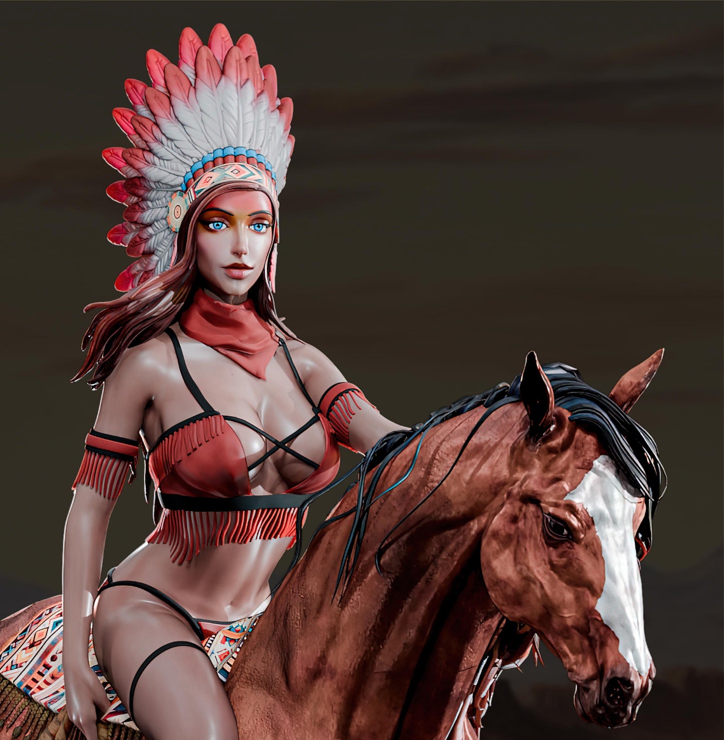 AMCM Studios - Ada Emberheart on Horseback - 32/75mm Pin Up/Figure/Model/Diorama - Helios3DPrinting