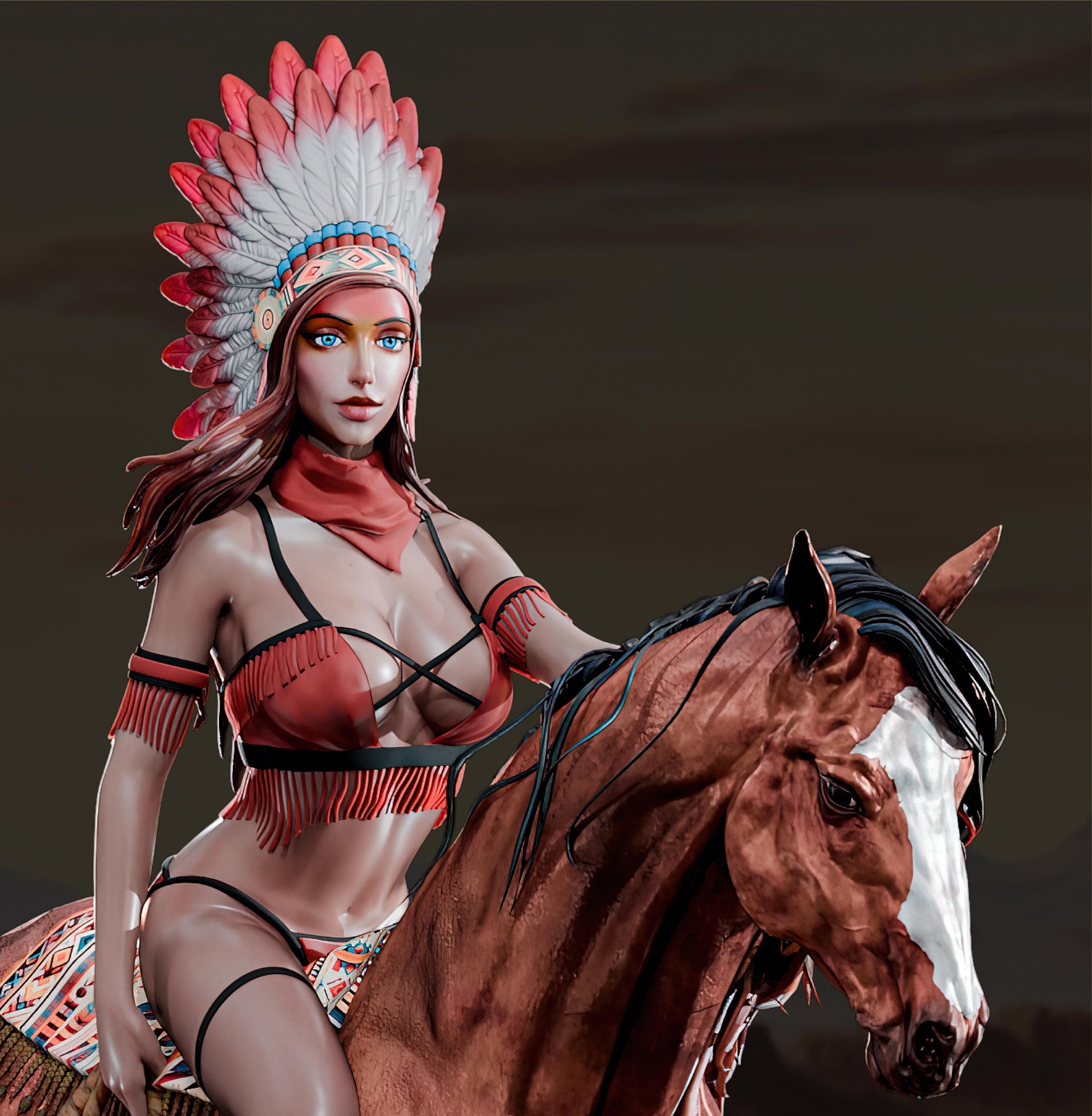AMCM Studios - Ada Emberheart on Horseback - 32/75mm Pin Up/Figure/Model/Diorama - Helios3DPrinting